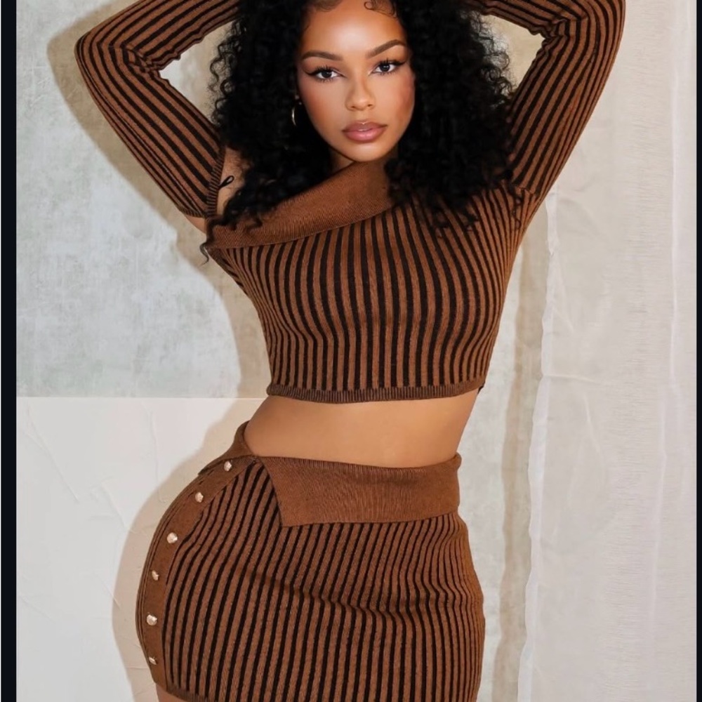 Brown Striped Skirt by [Brand]